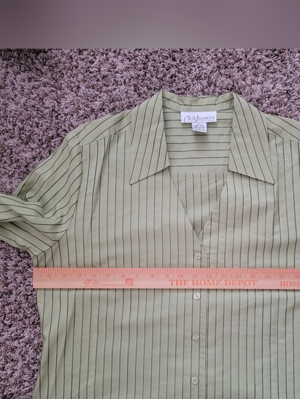 Diane Von Furstenberg Silk Assets Light Green Pinstripe Sheen Button Shirt Dress - Picture 6 of 7